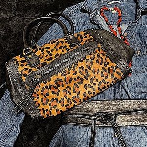 Replica orYANY Leopard Print/Cowhide Satchel Bag